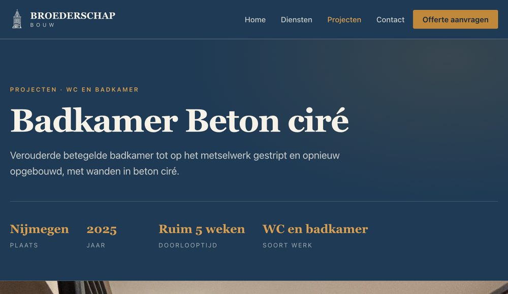 Projectpagina met verloop van een klus